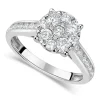 18ct White Gold 1.00ct Diamond Round Cluster & Shoulders Ring