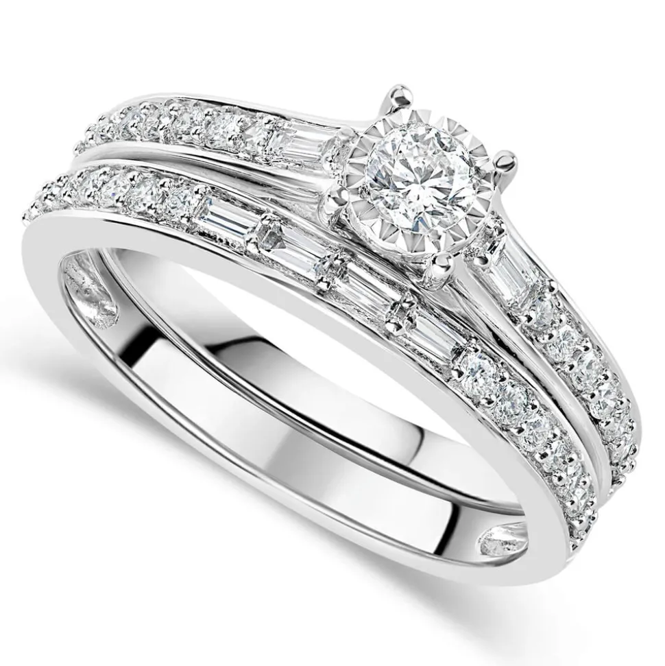 18ct White Gold 0.50ct Diamond Bridal Ring Set