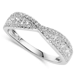 9ct White Gold 0.50ct Diamond Crossover Ring