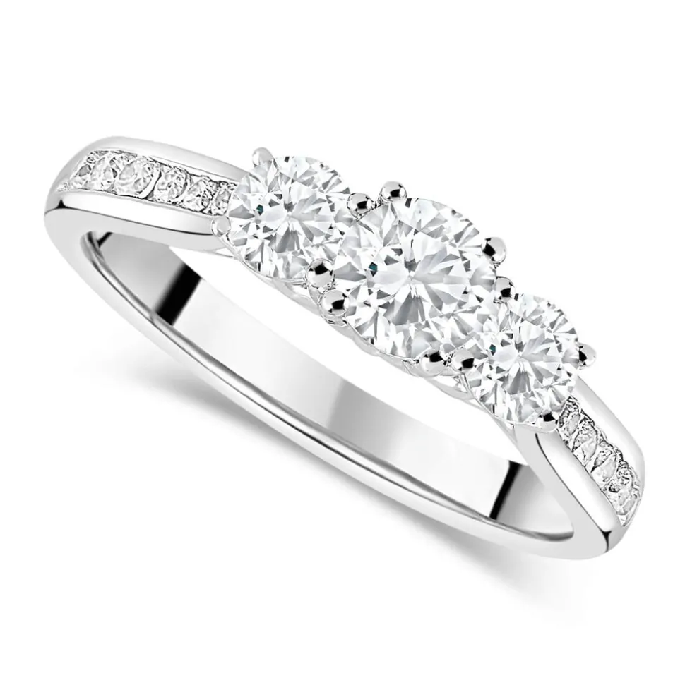 18ct White Gold 1.00ct Diamond Trilogy Tulip Setting Ring