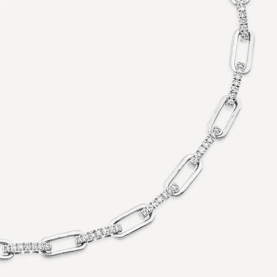 9ct White Gold 0.40ct Diamond Paperlink Bracelet