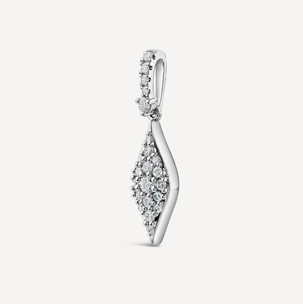 9ct White Gold 0.18ct Diamond Shape Pave Diamond Pendant (Chain Included)