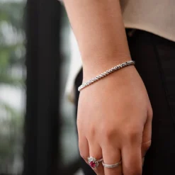 9ct White Gold 0.10ct Diamond Bar Tennis Bracelet