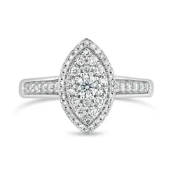 9ct White Gold 0.50ct Diamond Marquise Cluster Ring