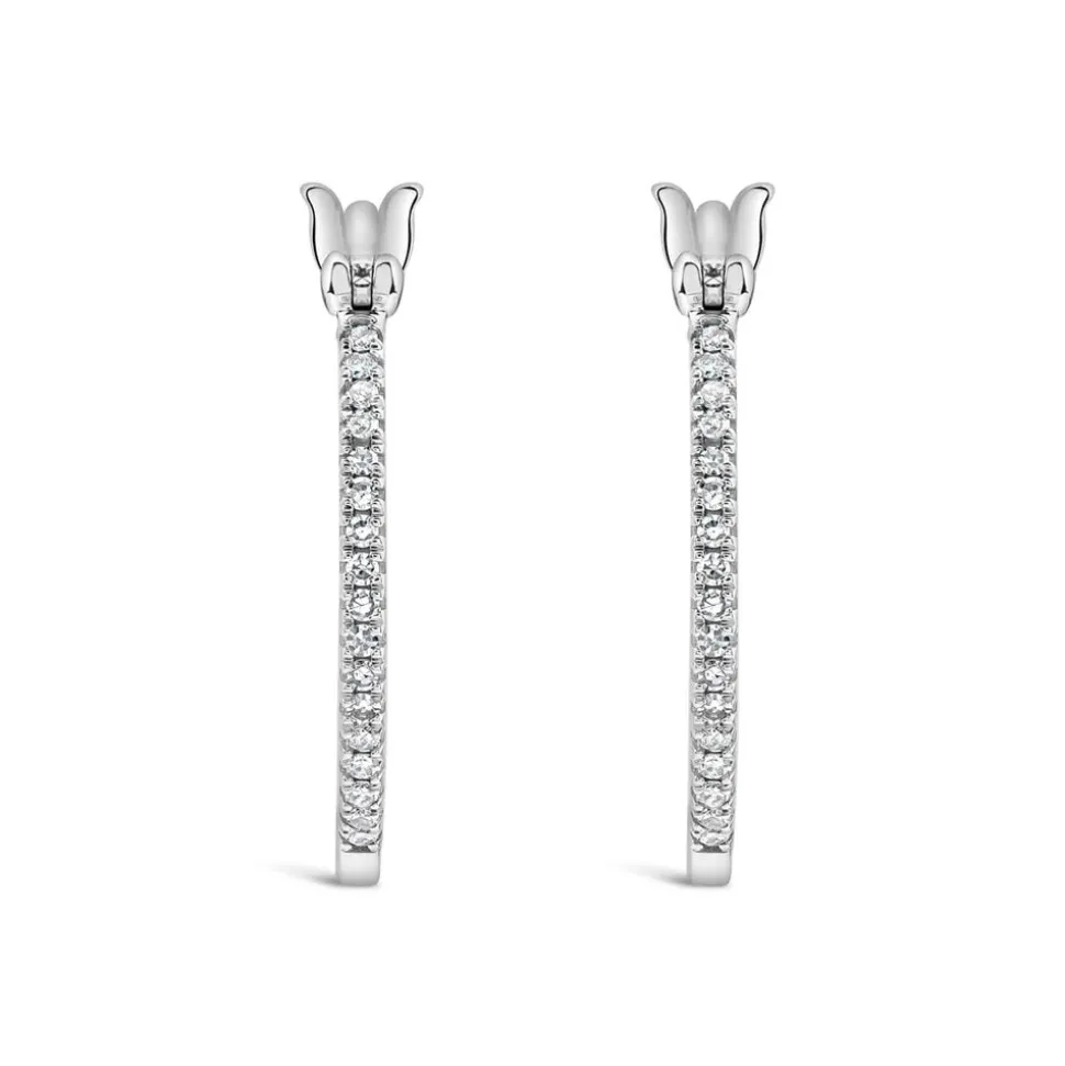 9ct White Gold 0.10ct Diamond Hoop Earrings