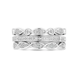 9ct White Gold 0.15ct Diamond Ring Stack