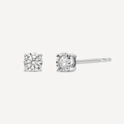9ct White Gold 0.12ct Diamond Solitaire Stud Earrings