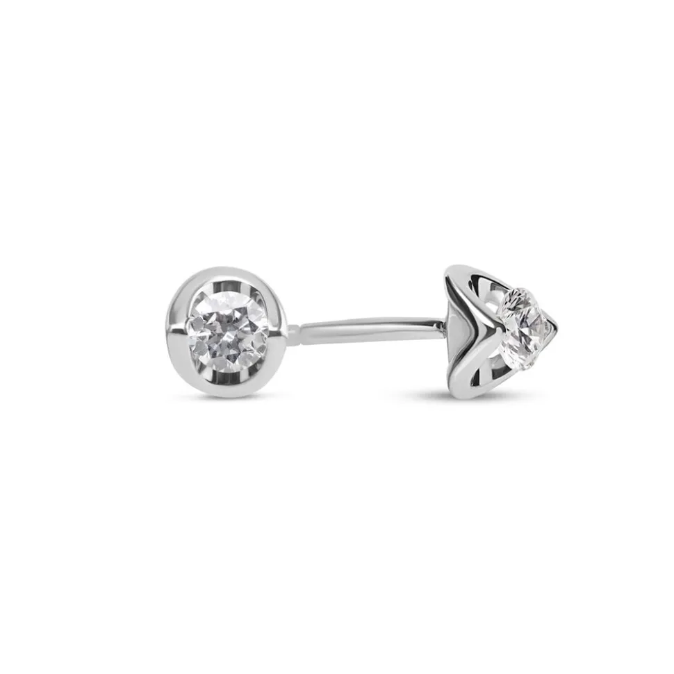 9ct White Gold 0.15ct Diamond Mirror Setting Stud Earrings
