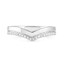 9ct White Gold 0.15ct Diamond Wishbone 3mm Ladies' Ring