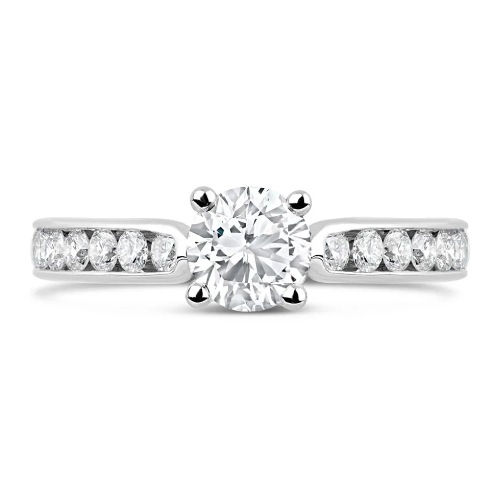 18ct White Gold 1.00ct Diamond Tulip Setting Shoulders Ring