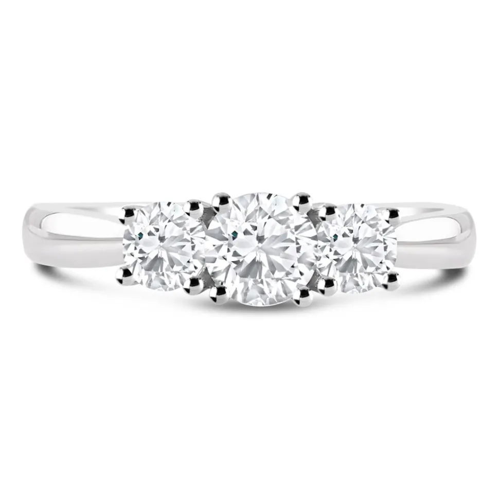 18ct White Gold 0.75ct Diamond Trilogy Tulip Setting Ring