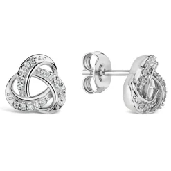 9ct White Gold 0.10ct Diamond Knot Stud Earrings