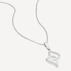 9ct White Gold 0.06ct Diamond Set Teardrop Pendant