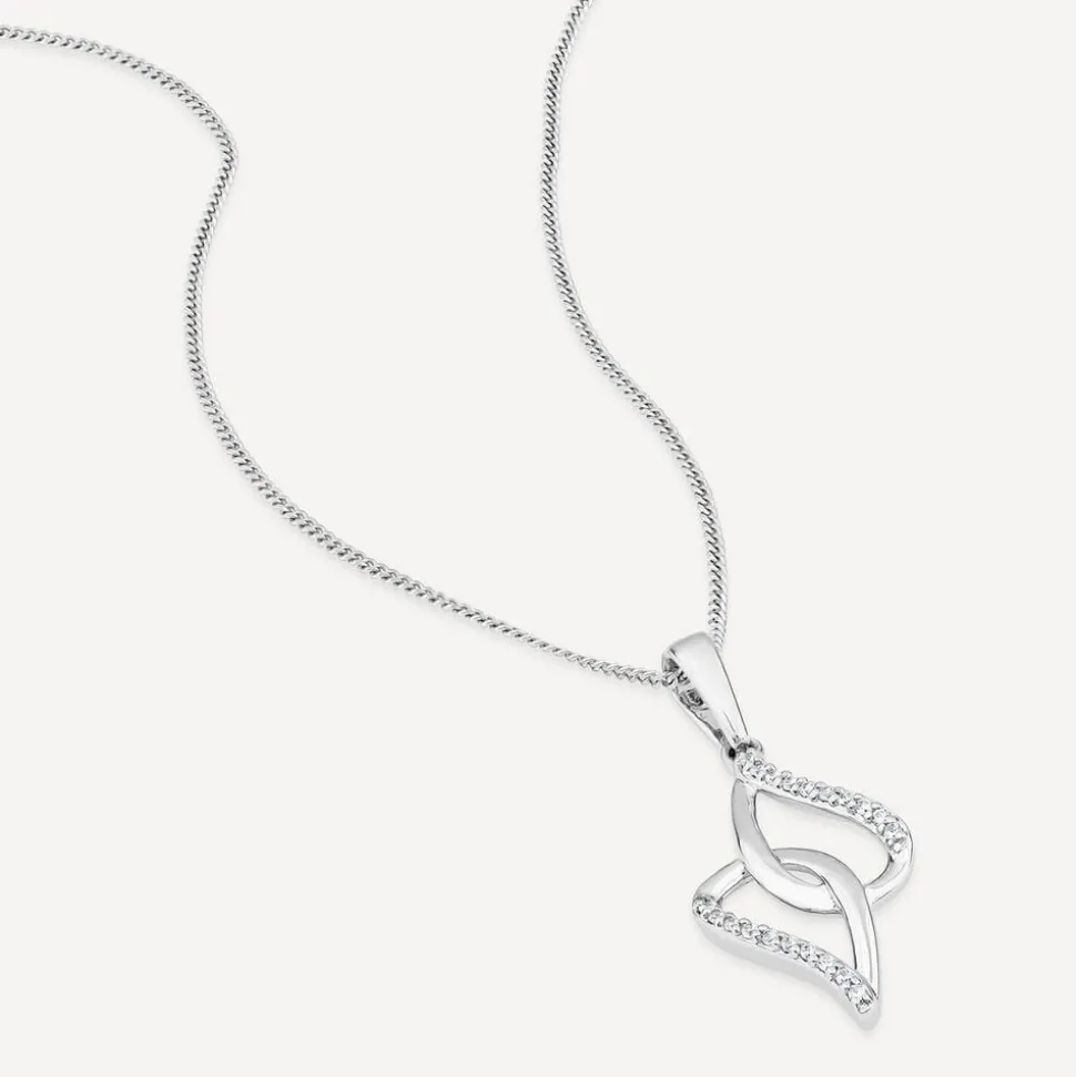9ct White Gold 0.06ct Diamond Set Teardrop Pendant
