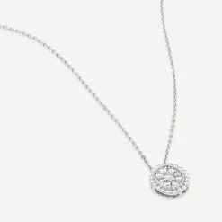 9ct White Gold 0.15ct Diamond Mystere Beaded Edge Oval Pendant
