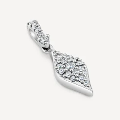 9ct White Gold 0.18ct Diamond Shape Pave Diamond Pendant (Chain Included)
