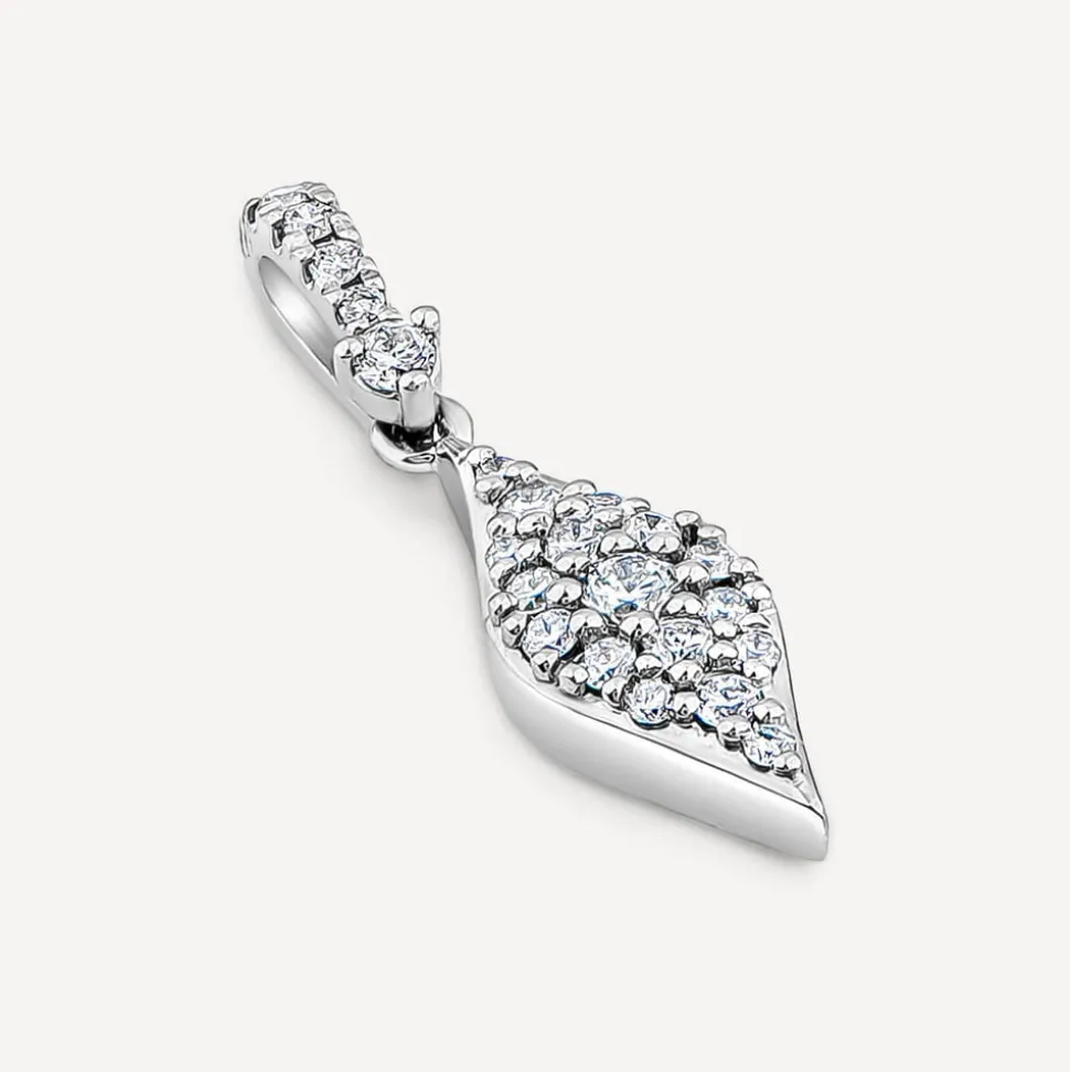 9ct White Gold 0.18ct Diamond Shape Pave Diamond Pendant (Chain Included)