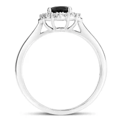 9ct White Gold 0.18ct Diamond & Sapphire Ring