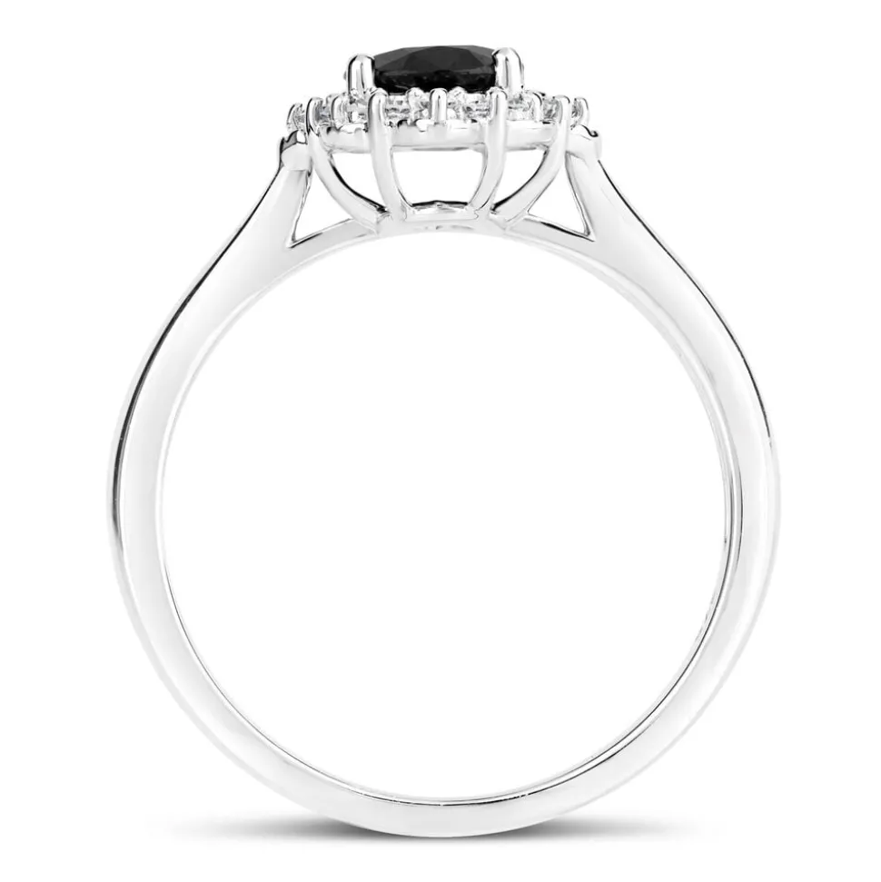 9ct White Gold 0.18ct Diamond & Sapphire Ring