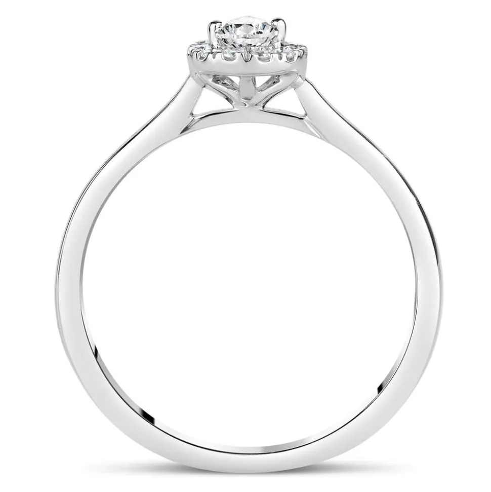 9ct White Gold 0.25ct Diamond Pear Cut Halo Ring