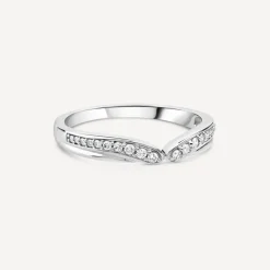 9ct White Gold 0.15ct Diamond Wishbone Dress Ring