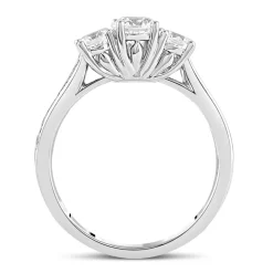 18ct White Gold 0.75ct Diamond Trilogy Tulip Setting Ring