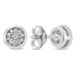9ct White Gold 0.10ct Diamond Illusion Halo Stud Earrings