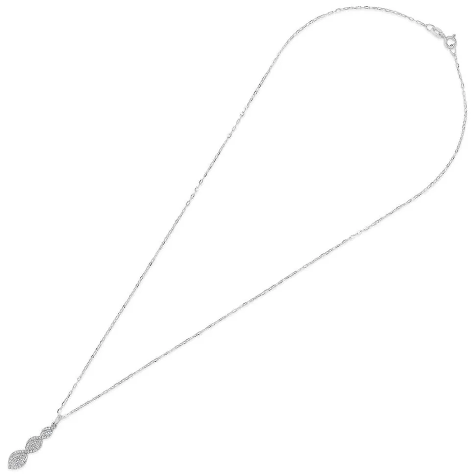 9ct White Gold 0.15ct Diamond Pave Twisted Drop Pendant