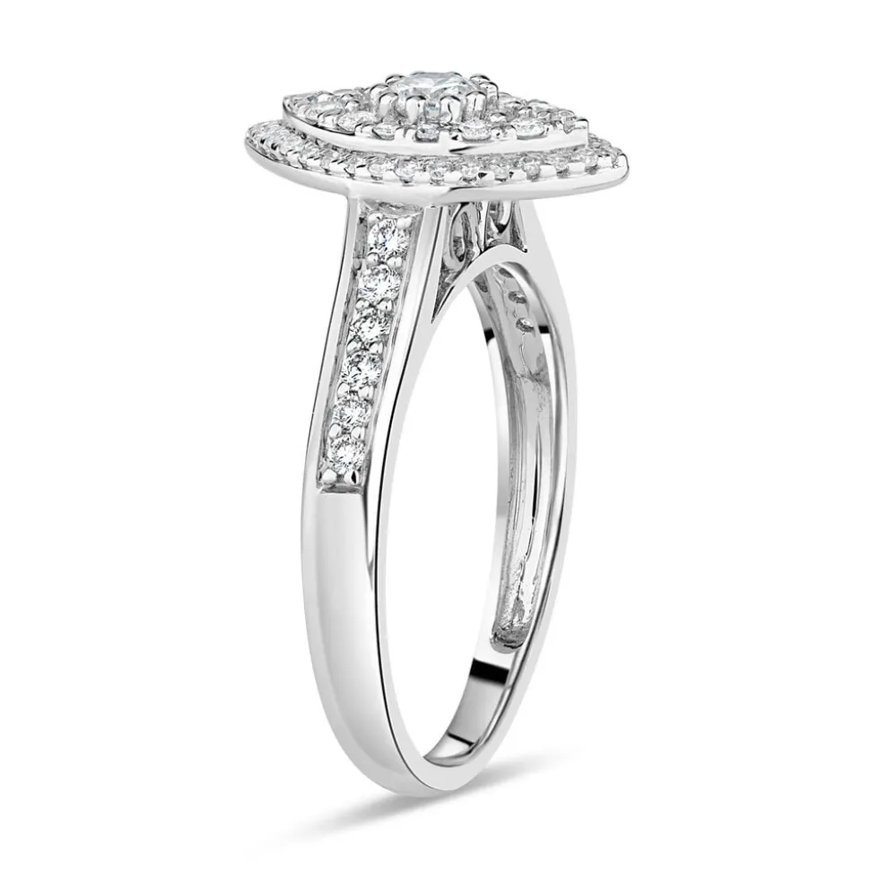 9ct White Gold 0.50ct Diamond Marquise Cluster Ring