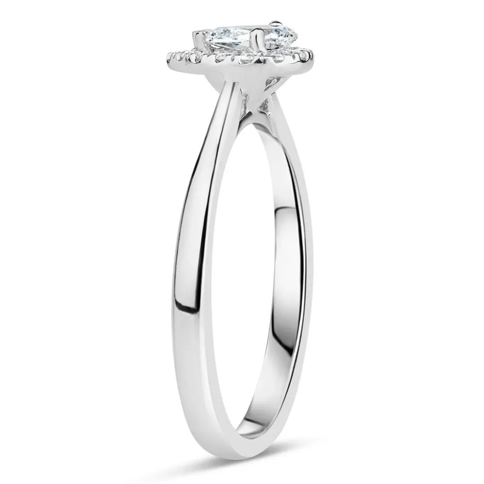 9ct White Gold 0.25ct Diamond Pear Cut Halo Ring