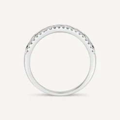 9ct White Gold 0.10ct Diamond Line Woven Design Ring