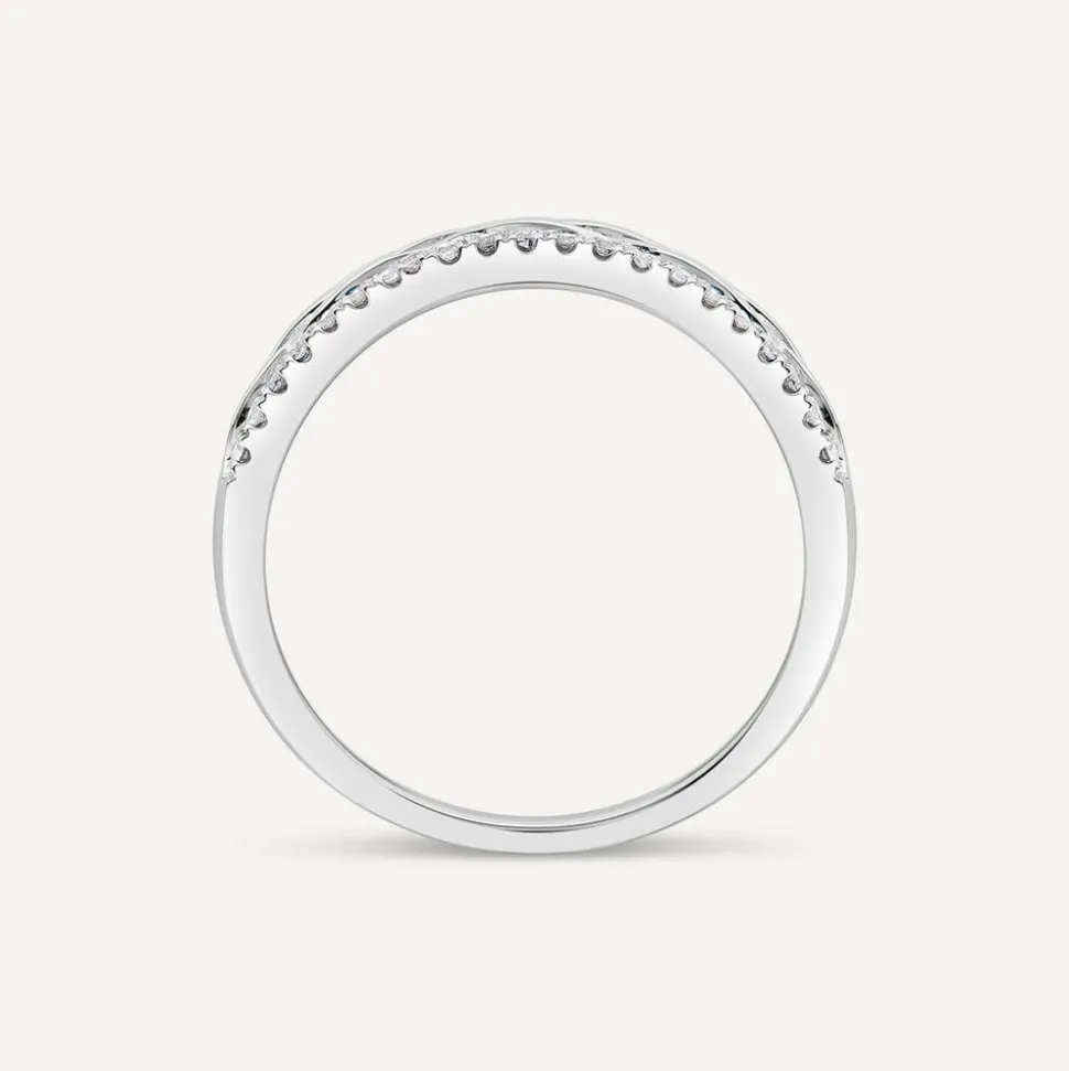 9ct White Gold 0.10ct Diamond Line Woven Design Ring