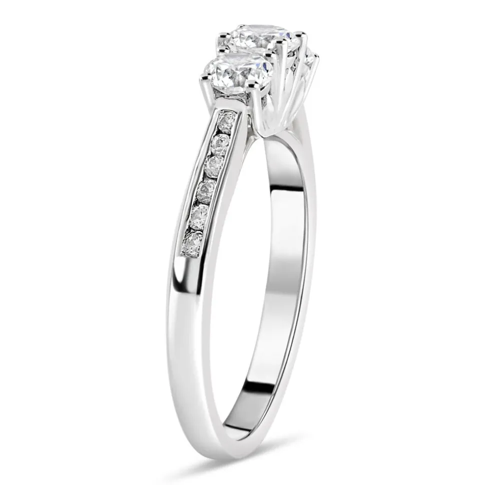 18ct White Gold 1.00ct Diamond Trilogy Tulip Setting Ring