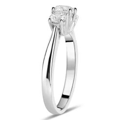 18ct White Gold 0.75ct Diamond Trilogy Tulip Setting Ring