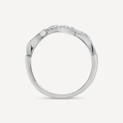 9ct White Gold 0.07ct Diamond Polished Wave Ring