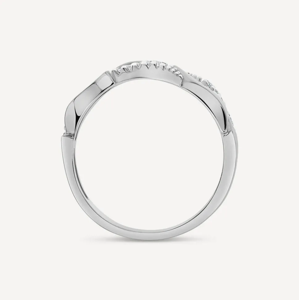 9ct White Gold 0.07ct Diamond Polished Wave Ring