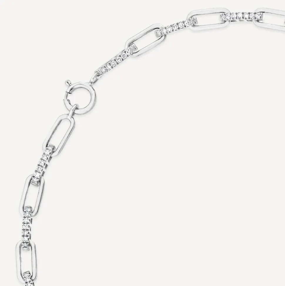 9ct White Gold 0.40ct Diamond Paperlink Bracelet