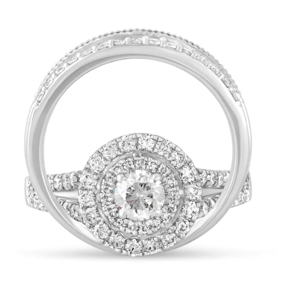 18ct White Gold 0.50ct Diamond Three Row 5mm Wedding Ring