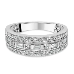 9ct White Gold 0.33ct Diamond Pave Set Wedding Ring