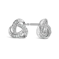 9ct White Gold 0.10ct Diamond Knot Stud Earrings