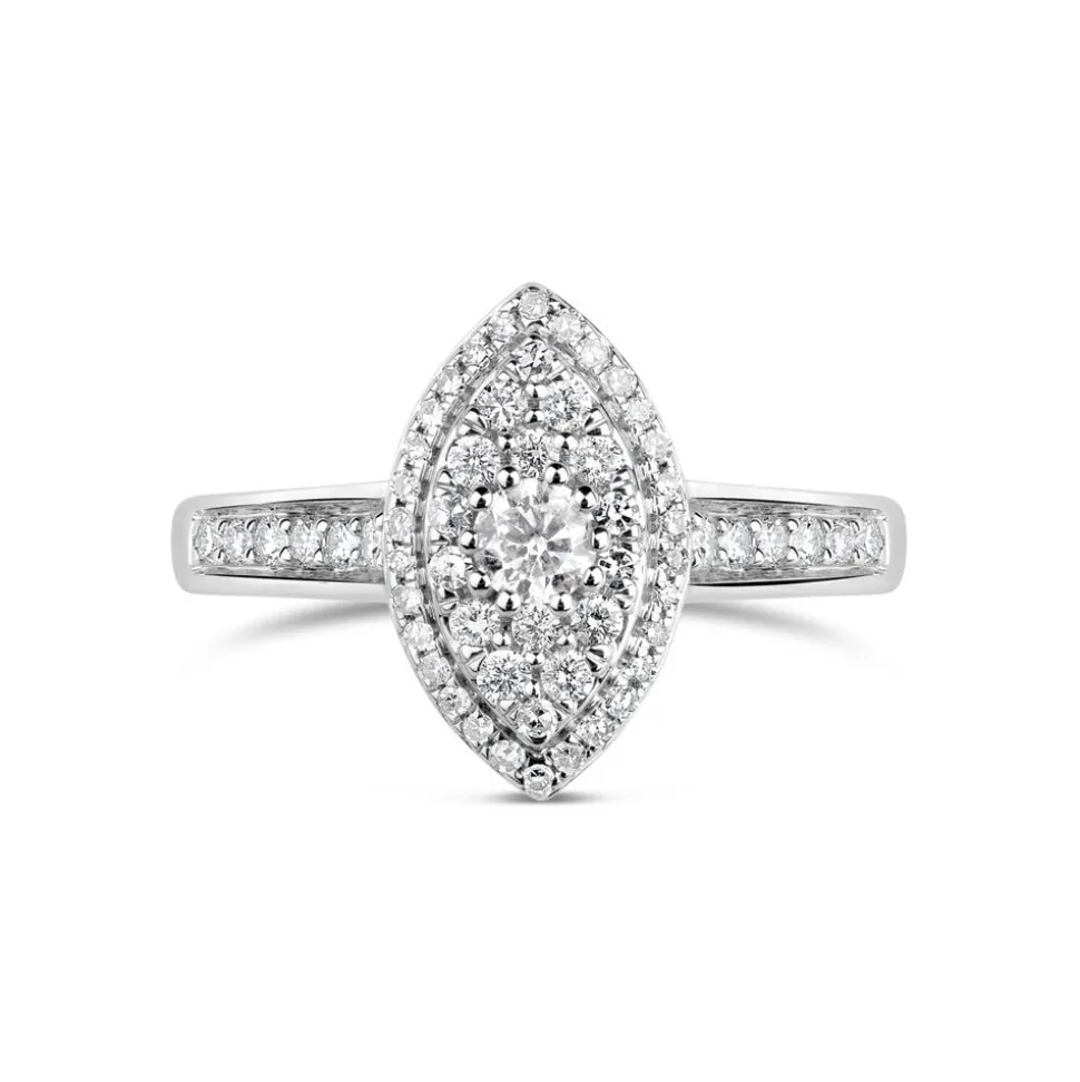 9ct White Gold 0.50ct Diamond Marquise Cluster Ring