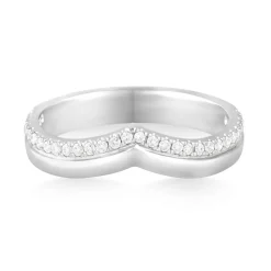 9ct White Gold 0.15ct Diamond Wishbone 3mm Ladies' Ring