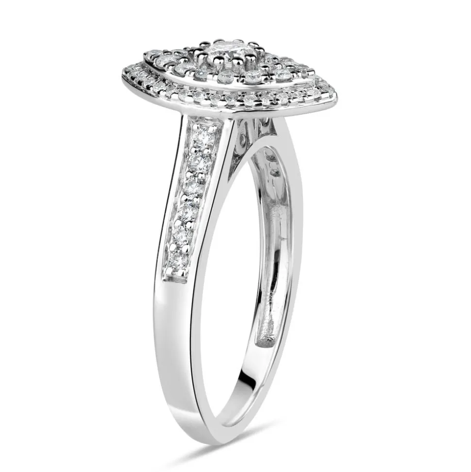 9ct White Gold 0.50ct Diamond Marquise Cluster Ring