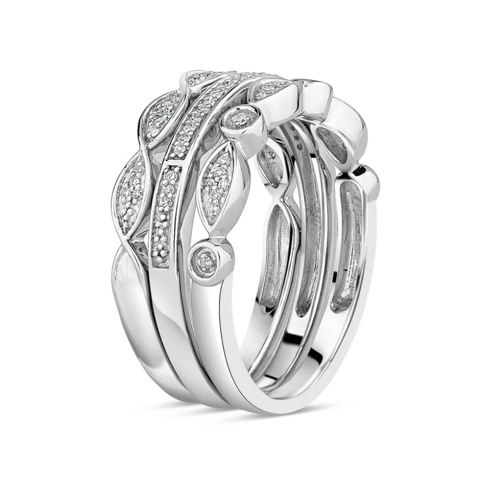 9ct White Gold 0.15ct Diamond Ring Stack