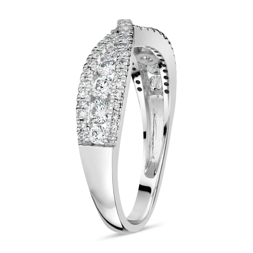 9ct White Gold 0.50ct Diamond Crossover Ring
