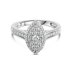 9ct White Gold 0.50ct Diamond Marquise Cluster Ring