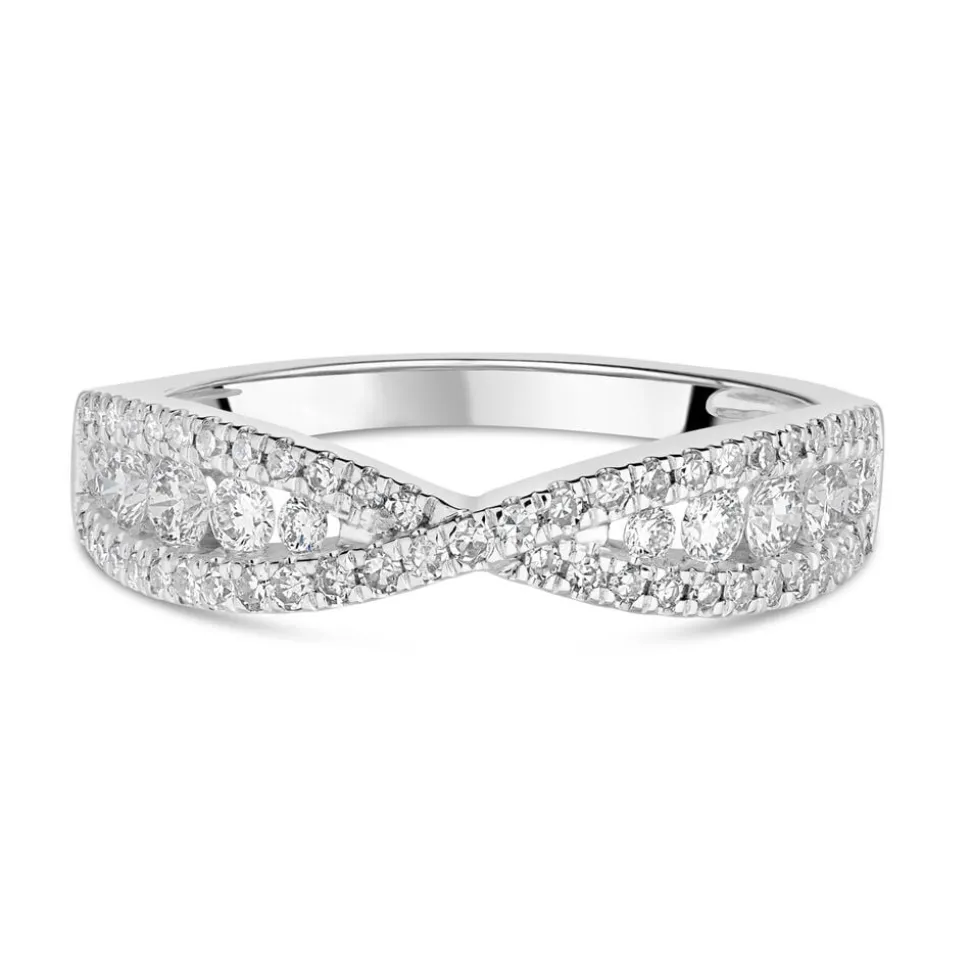 9ct White Gold 0.50ct Diamond Crossover Ring