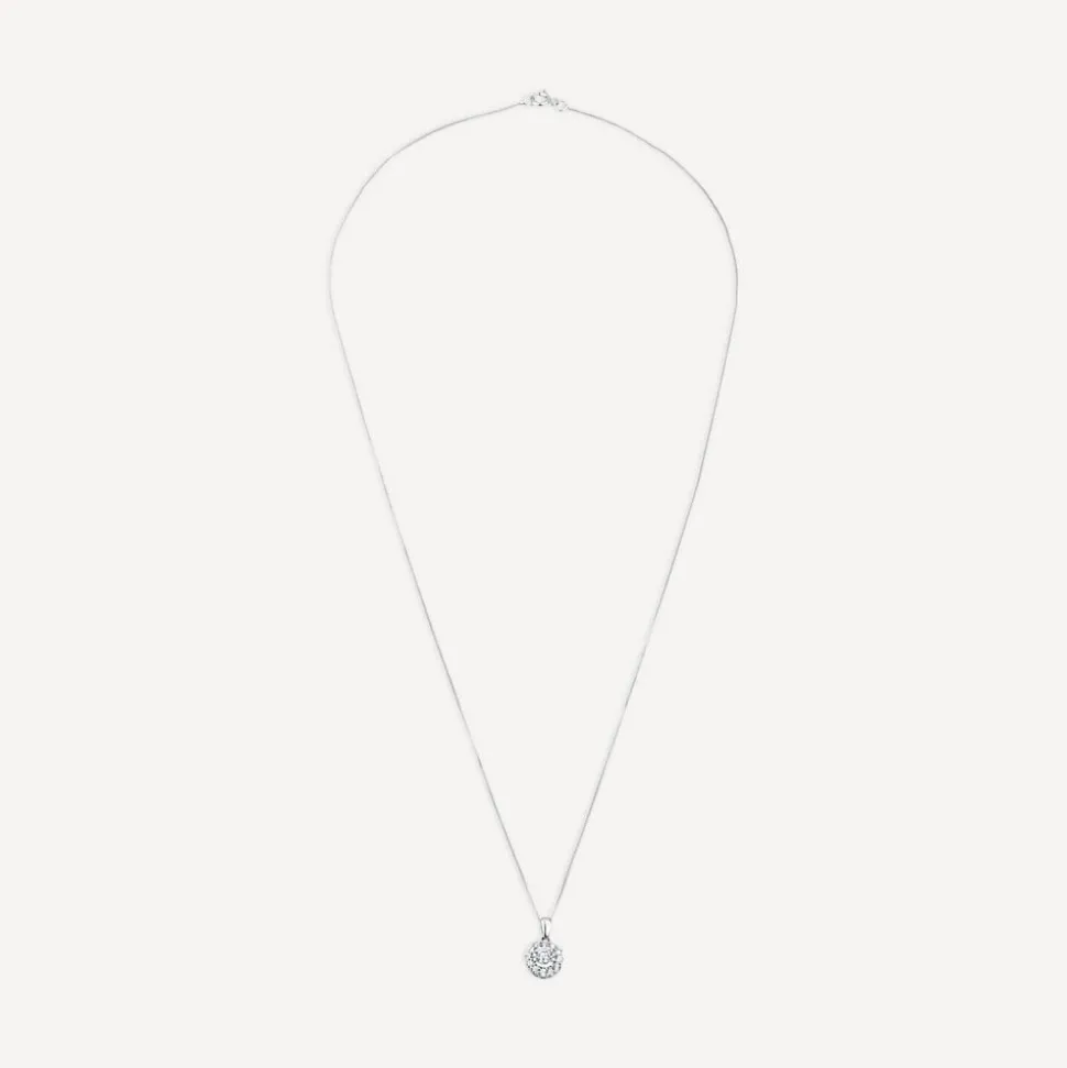9ct White Gold 0.32ct Illusion Round Halo Diamond Pendant