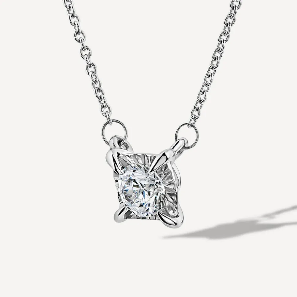 9ct White Gold 0.33ct Miracle Plate Solitaire Diamond Necklet