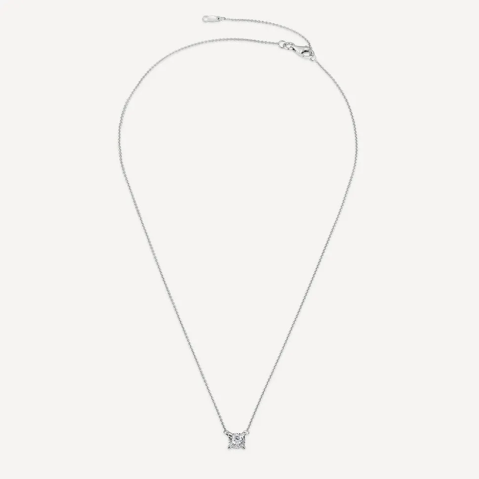 9ct White Gold 0.33ct Miracle Plate Solitaire Diamond Necklet